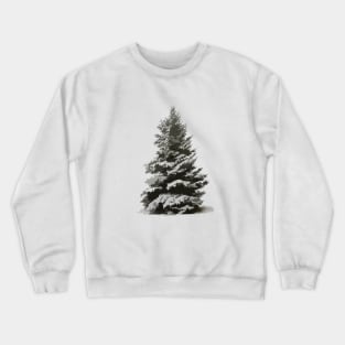 Christmas Tree Illustration Full of Snow Crewneck Sweatshirt